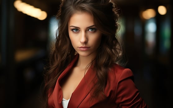 Business woman in a ring as a boxer fighter. photo