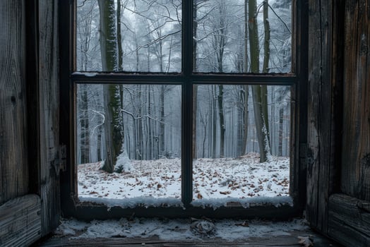 Trees seen through window photo