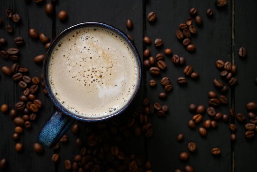 coffee beans on a dark wooden background photo