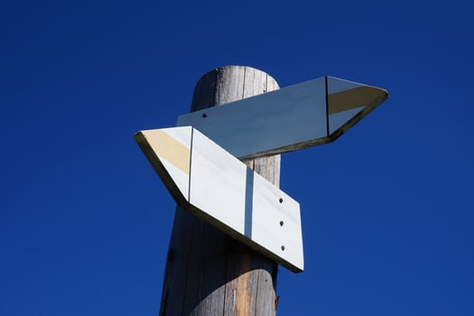 Wooden Signpost with Two Arrows photo