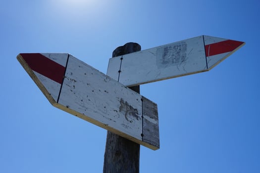 Wooden Signpost with Two Arrows photo