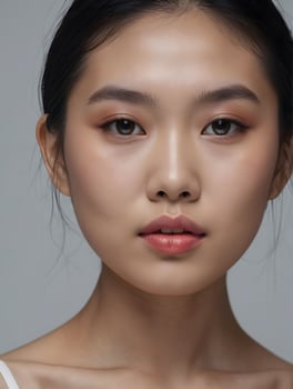 Beauty asian woman face close up beauty portrait with perfect skin. photo