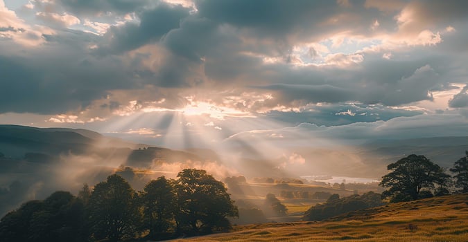 Sunlit landscape background photo