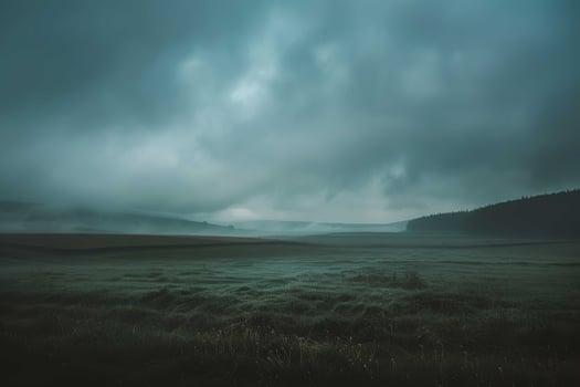 Gloomy Landscape with mist photo