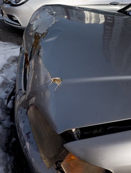front car get hard damaged by accident photo