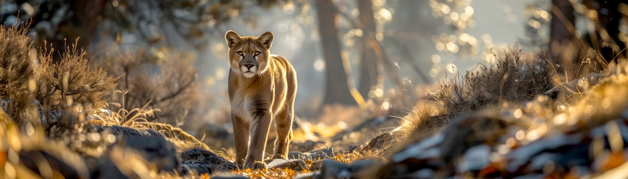 Cougar or Mountain lion in the forest photo