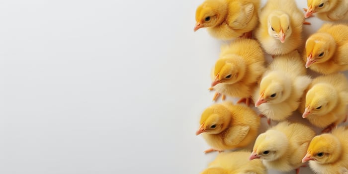AI generated Group of Small Yellow Chickens Standing Together photo