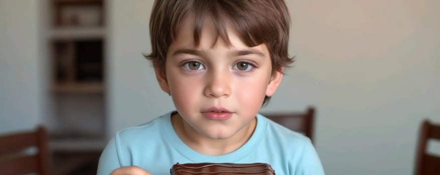 child eating chocolate photo
