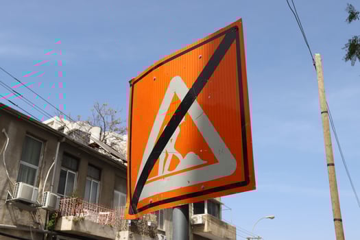 Road signs and directional signs on roads in Israel. photo