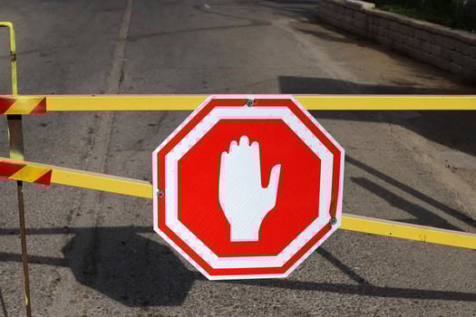 Road signs and directional signs on roads in Israel. photo