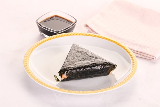 Japanese traditional onigiri with fish photo