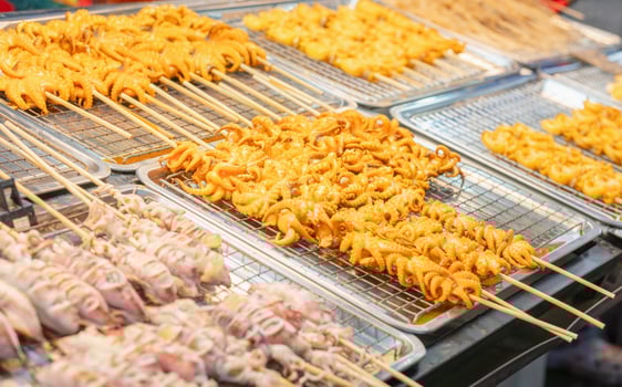 BBQ seafood fresh squid grilled, Grilled octopus spices, Street food Thailand photo