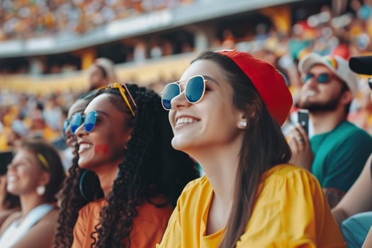 Diverse group of fans enjoying a sports event, live game photo
