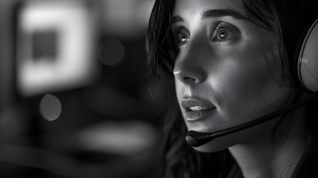 AI generated Portrait of a young woman call center operator. AI Generated photo