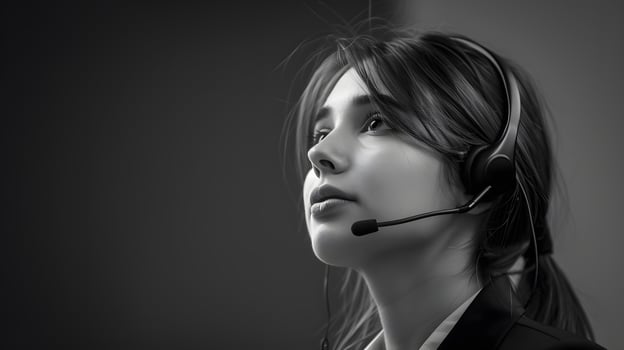 AI generated Portrait of a young woman call center operator. AI Generated photo