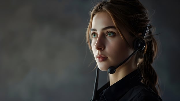 AI generated Portrait of a young woman call center operator. AI Generated photo