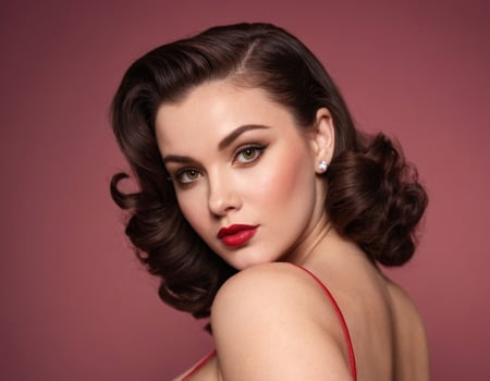 Brunette girl with scarlet lipstick. photo