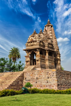 Famous temples of Khajuraho with sculptures, India photo