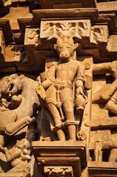 Famous sculptures of Khajuraho temples, India photo