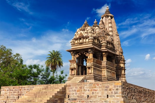 Famous temples of Khajuraho with sculptures, India photo