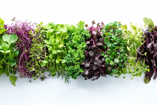 Healthy organic different baby microgreen on the white background. Healthy superfood lifestyle concept. photo