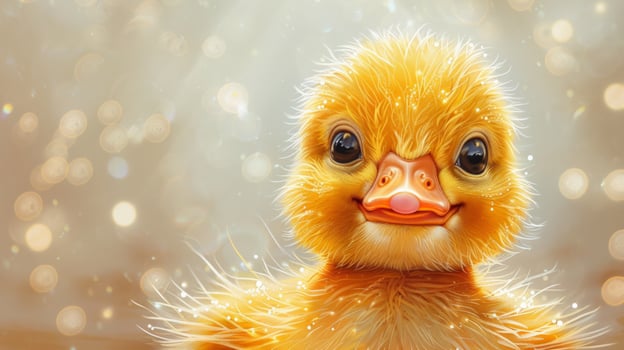 AI generated Yellow Duckling Sitting on the Ground photo