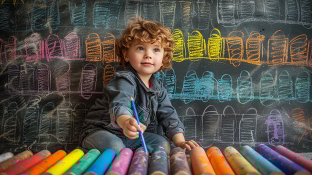 AI generated Young Boy Sitting With Crayons photo