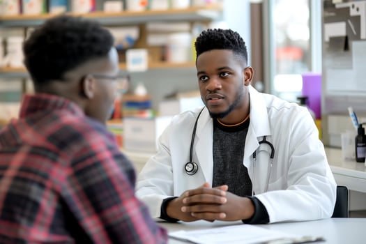 man is consulting with a doctor photo