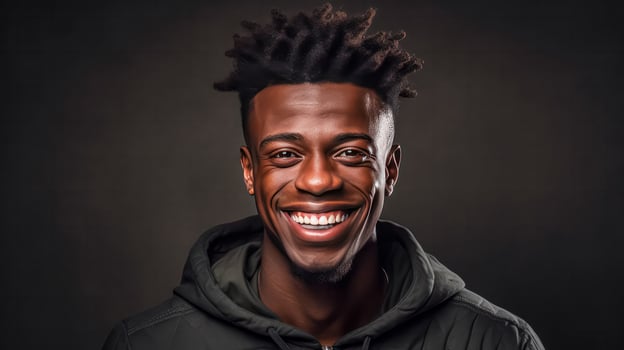 a young African man, his features telling a story of youth, energy, and individuality. photo