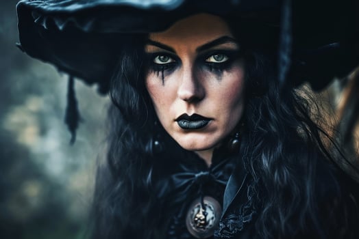 A creepy looking witch close up. photo