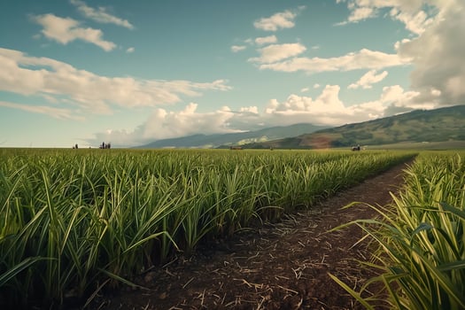 Expansive sugarcane fields in the agricultural land photo