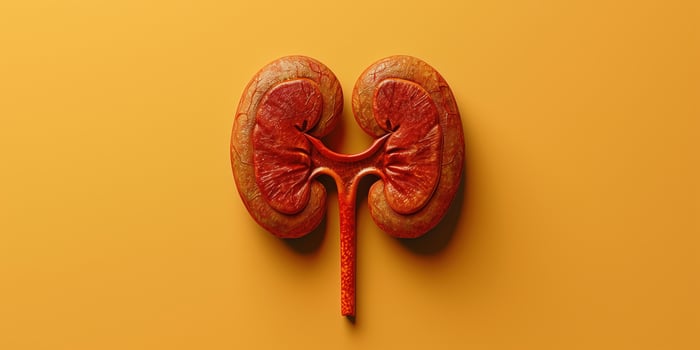 AI generated Illustration of human kidney organs in art style for medical themes photo