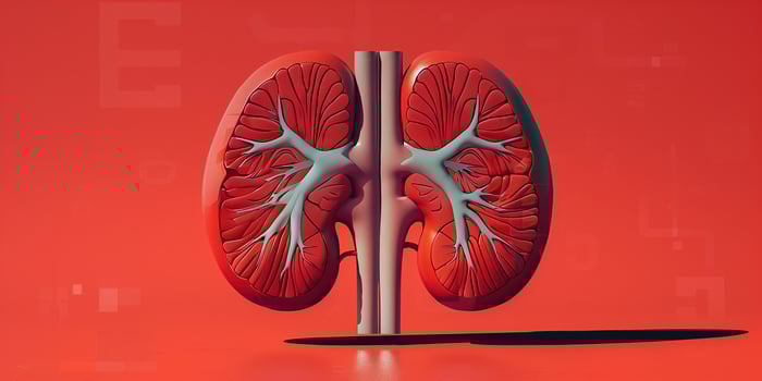 AI generated Illustration of human kidney organs in art style for medical themes photo