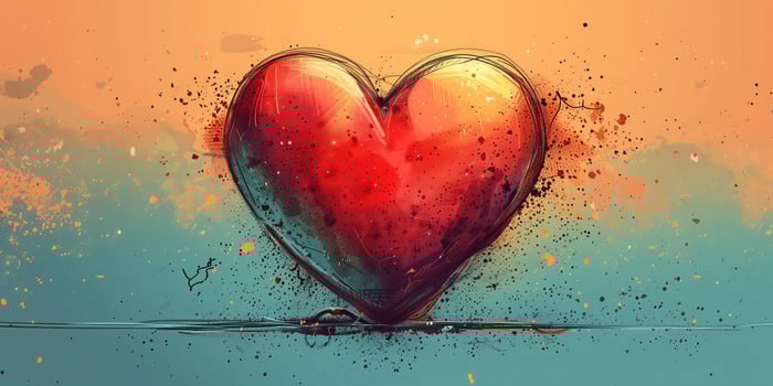 AI generated Art illustration of a heart symbol of love for a modern romantic valentine's day gift photo
