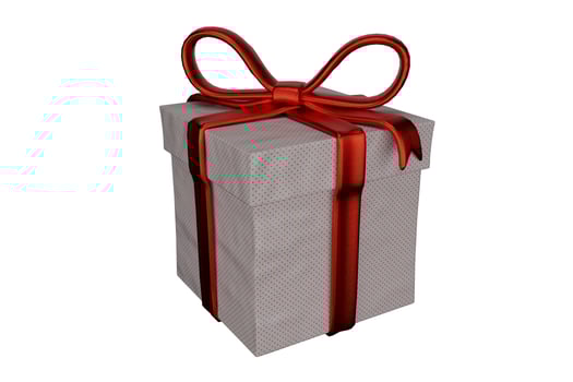 simple gift box with red bow isolated on white background photo