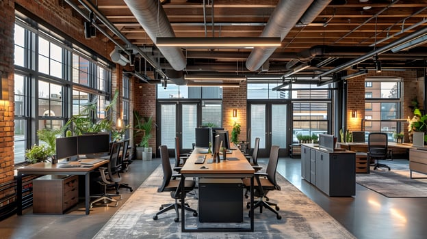 Pioneering Industrial Open-Plan Office Space Fostering and Productivity photo