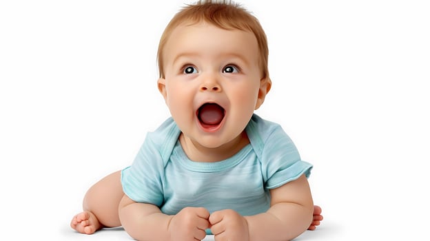 surprised happy cute baby, file of isolated cutout object on transparent background. photo