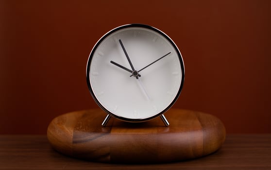 Time hand shows standing time. High quality studio photo of a clock. The concept of time and the rules of time in work