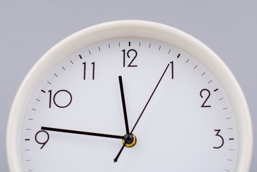 Time hand shows standing time. High quality studio photo of a clock. The concept of time and the rules of time in work