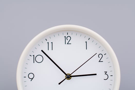 Time hand shows standing time. High quality studio photo of a clock. The concept of time and the rules of time in work