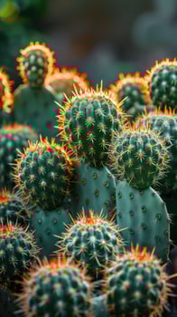 Green Cactus With Yellow Tips Close Up photo