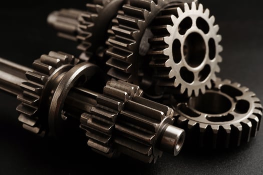 Metal gear wheel engine car and bike, mechanic industry concept. photo