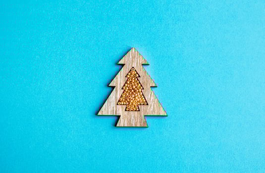 Christmas tree on a blue background photo