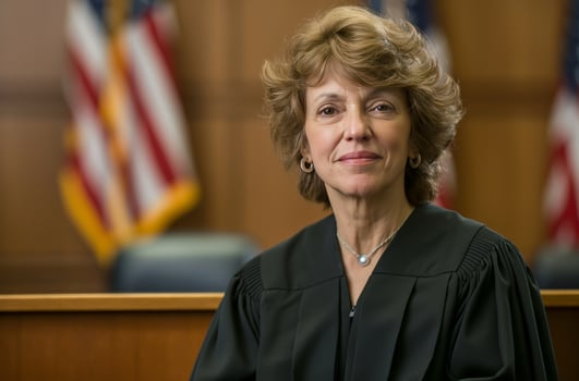 AI generated Female judge in courtroom photo