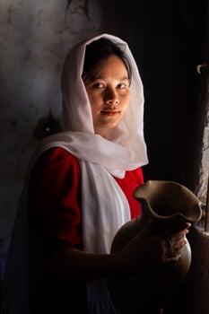 portrait of Cham ethnic girl in Bau Truc pottery village, Phan Rang city, Ninh Thuan province, Vietnam photo