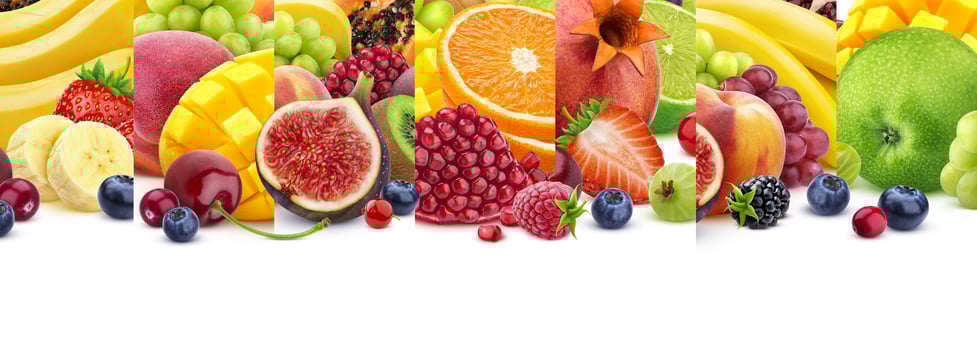 Fruits texture, isolated on white background with copy space photo