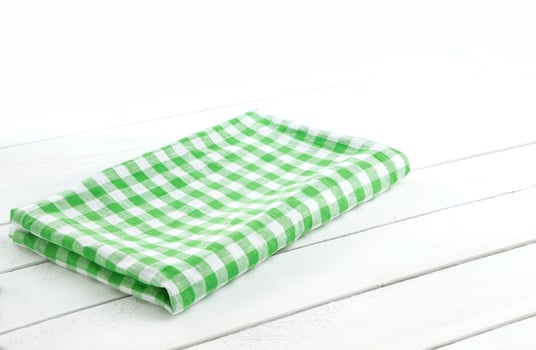 Table with green tablecloth photo