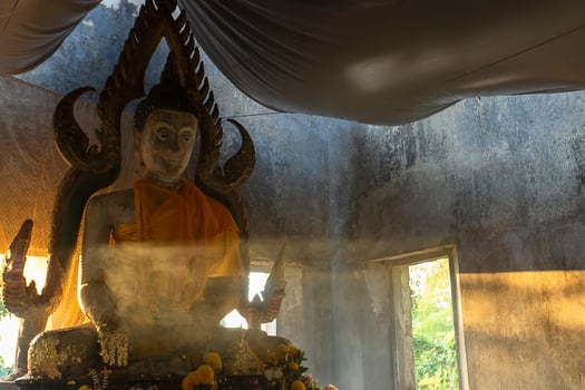 The ancient buddha in old chruch photo