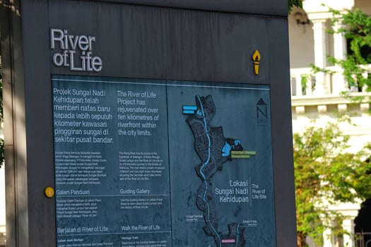 Kuala Lumpur, Malaysia on May 21, 2023. Information board about the River of Life photo