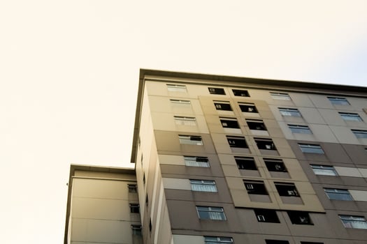 Apartment building with sky in the evening photo